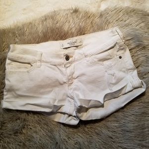 A&F White Distressed Jean Short w/ Rolled Hem